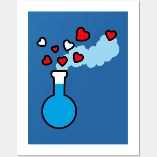 Love is My Mana - Blue Potion Laboratory Flask with Red Hearts Posters and Art